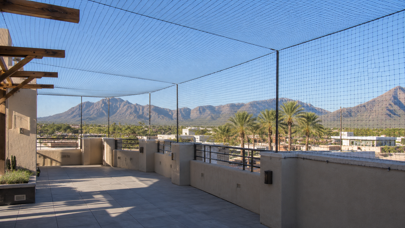 Discreet balcony bird netting with Phoenix-area mountain views